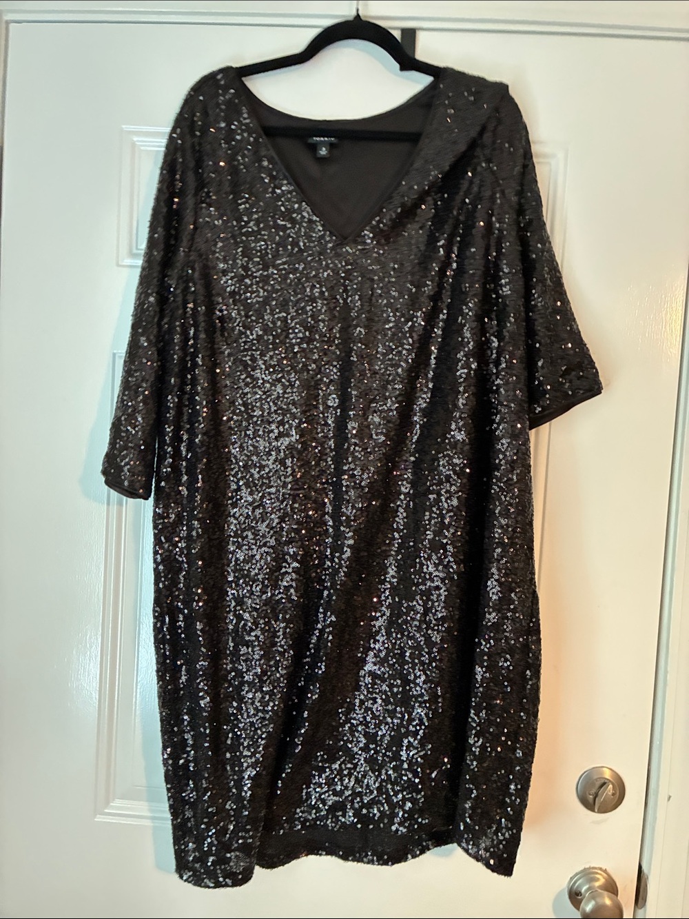 torrid Black Sequin V-Neck Midi Dress
